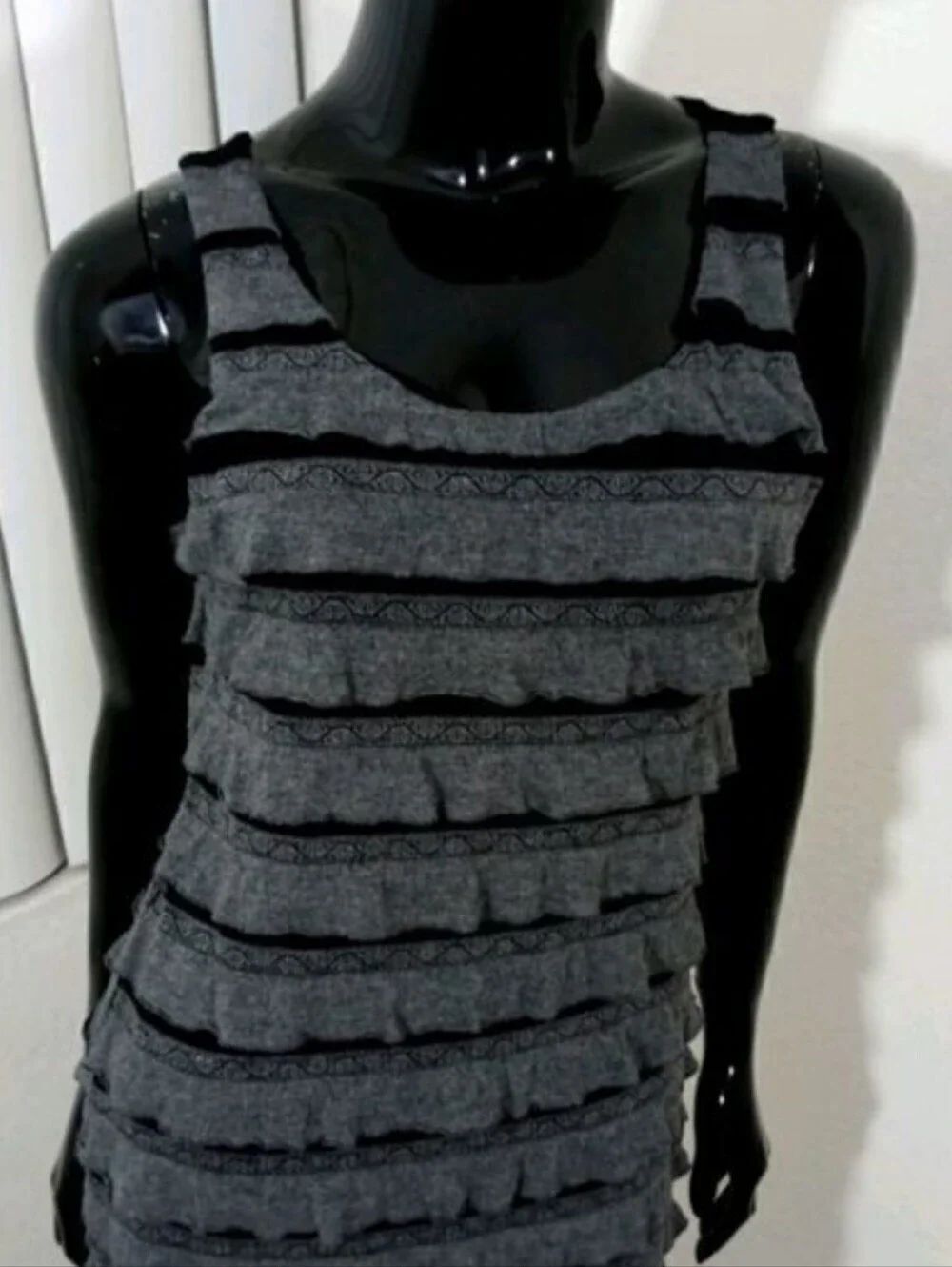 Charlotte Russe Gray Layered Sleeveless Ruffle Tank Dress -C - Picture 2 of 3